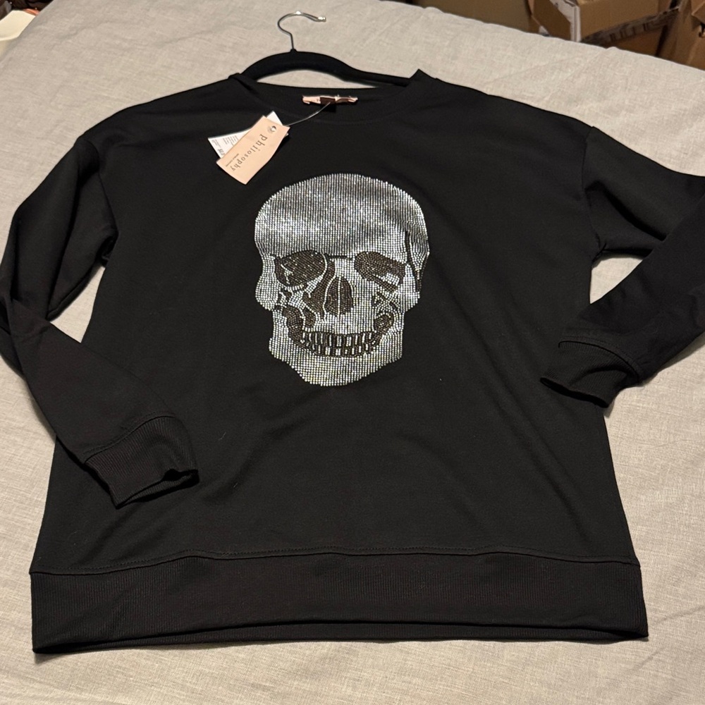 Philosophy Black Skull Sweater